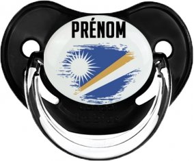Drapeau effet pinceau Iles Marshall avec prénom Sucette Physiologique Noir classique