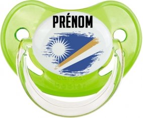 Drapeau effet pinceau Iles Marshall avec prénom Sucette Physiologique Vert classique