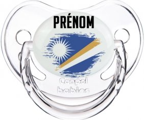 Drapeau effet pinceau Iles Marshall avec prénom Sucette Physiologique Transparent classique