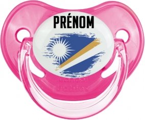 Drapeau effet pinceau Iles Marshall avec prénom Sucette Physiologique Rose classique