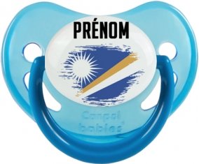 Drapeau effet pinceau Iles Marshall avec prénom Sucette Physiologique Bleue phosphorescente