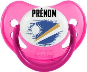 Drapeau effet pinceau Iles Marshall avec prénom Sucette Physiologique Rose phosphorescente