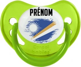 Drapeau effet pinceau Iles Marshall avec prénom Sucette Physiologique Vert phosphorescente