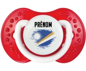 Drapeau effet pinceau Iles Marshall avec prénom Sucette LOVI Dynamic Blanc-rouge classique