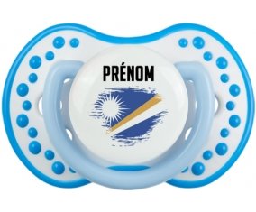 Drapeau effet pinceau Iles Marshall avec prénom Sucette LOVI Dynamic Blanc-bleu phosphorescente