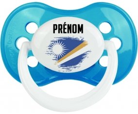 Drapeau effet pinceau Iles Marshall avec prénom Sucette Anatomique Cyan classique
