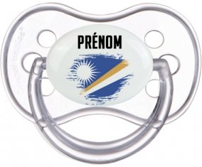 Drapeau effet pinceau Iles Marshall avec prénom Sucette Anatomique Transparente classique