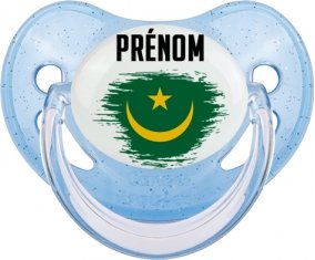 Drapeau effet pinceau Mauritanie avec prénom Sucete Physiologique Bleue à paillette