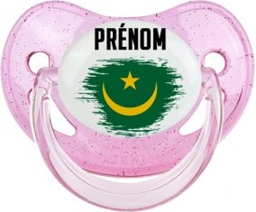 Drapeau effet pinceau Mauritanie avec prénom Sucete Physiologique Rose à paillette