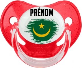 Drapeau effet pinceau Mauritanie avec prénom Sucete Physiologique Rouge à paillette