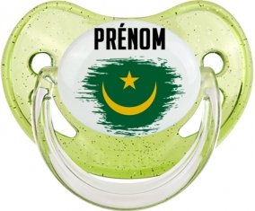 Drapeau effet pinceau Mauritanie avec prénom Sucete Physiologique Vert à paillette
