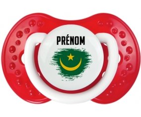 Drapeau effet pinceau Mauritanie avec prénom Tétine LOVI Dynamic Blanc-rouge classique