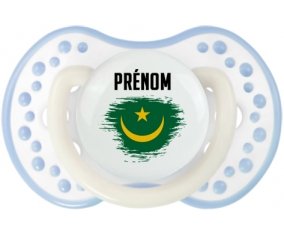 Drapeau effet pinceau Mauritanie avec prénom Tétine LOVI Dynamic Blanc-cyan classique