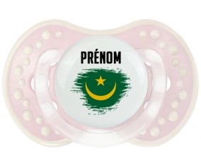 Drapeau effet pinceau Mauritanie avec prénom Tétine LOVI Dynamic Retro-rose-tendre classique