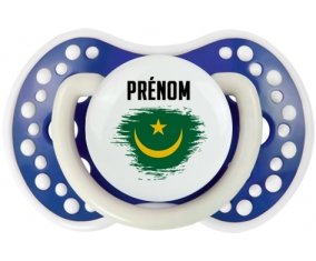 Drapeau effet pinceau Mauritanie avec prénom Tétine LOVI Dynamic Bleu-marine phosphorescente