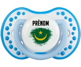 Drapeau effet pinceau Mauritanie avec prénom Tétine LOVI Dynamic Blanc-bleu phosphorescente