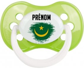 Drapeau effet pinceau Mauritanie avec prénom Sucette Anatomique Vert classique