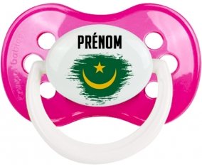 Drapeau effet pinceau Mauritanie avec prénom Sucette Anatomique Rose foncé classique