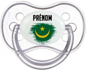 Drapeau effet pinceau Mauritanie avec prénom Sucette Anatomique Transparente classique