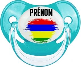 Drapeau effet pinceau Ile Maurice avec prénom : Sucette Physiologique personnalisée