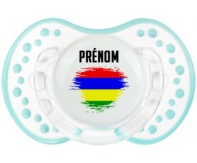 Drapeau effet pinceau Ile Maurice avec prénom Sucette LOVI Dynamic Retro-blanc-lagon classique