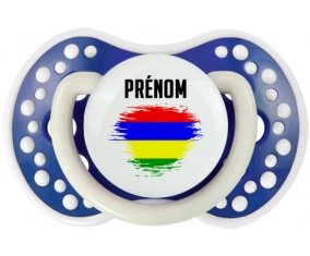 Drapeau effet pinceau Ile Maurice avec prénom Sucette LOVI Dynamic Bleu-marine phosphorescente