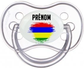 Drapeau effet pinceau Ile Maurice avec prénom Tétine Anatomique Transparente classique