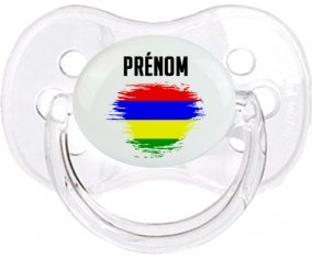 Drapeau effet pinceau Ile Maurice avec prénom Sucette Cerise Transparent classique