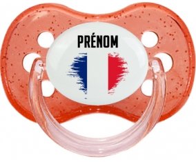 Drapeau effet pinceau Mayotte avec prénom Tétine Cerise Rouge à paillette