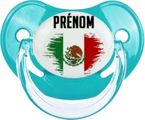 Drapeau effet pinceau Mexique avec prénom Tétine Physiologique Bleue classique
