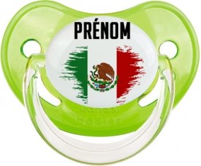 Drapeau effet pinceau Mexique avec prénom Tétine Physiologique Vert classique