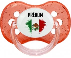 Drapeau effet pinceau Mexique avec prénom Sucete Cerise Rouge à paillette