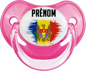 Drapeau effet pinceau Moldavie avec prénom Sucete Physiologique Rose classique
