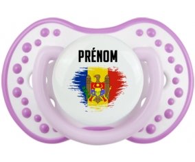 Drapeau effet pinceau Moldavie avec prénom Tétine LOVI Dynamic Blanc-mauve classique