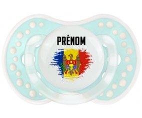 Drapeau effet pinceau Moldavie avec prénom Tétine LOVI Dynamic Retro-turquoise-lagon classique