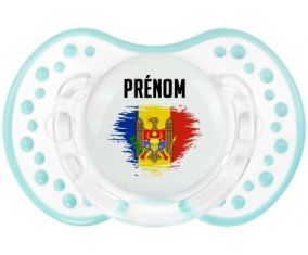 Drapeau effet pinceau Moldavie avec prénom Tétine LOVI Dynamic Retro-blanc-lagon classique