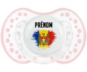Drapeau effet pinceau Moldavie avec prénom Tétine LOVI Dynamic Retro-blanc-rose-tendre classique