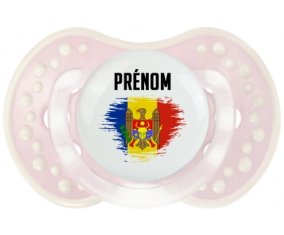 Drapeau effet pinceau Moldavie avec prénom Tétine LOVI Dynamic Retro-rose-tendre classique
