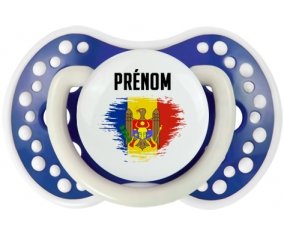 Drapeau effet pinceau Moldavie avec prénom Tétine LOVI Dynamic Bleu-marine phosphorescente