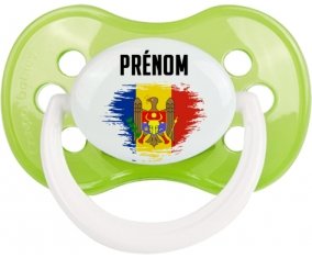 Drapeau effet pinceau Moldavie avec prénom Sucette Anatomique Vert classique