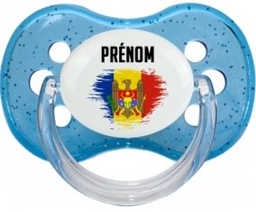 Drapeau effet pinceau Moldavie avec prénom : Sucette Cerise personnalisée