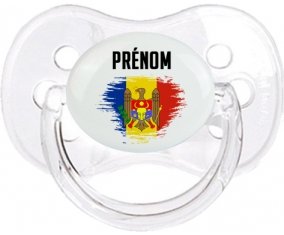 Drapeau effet pinceau Moldavie avec prénom Sucette Cerise Transparent classique