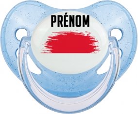 Drapeau effet pinceau Monaco avec prénom Sucette Physiologique Bleue à paillette