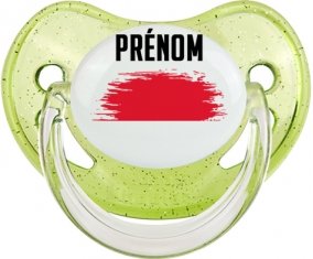 Drapeau effet pinceau Monaco avec prénom Sucette Physiologique Vert à paillette