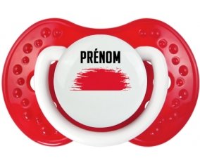Drapeau effet pinceau Monaco avec prénom Sucette LOVI Dynamic Blanc-rouge classique