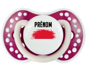 Drapeau effet pinceau Monaco avec prénom Sucette LOVI Dynamic Fuchsia phosphorescente