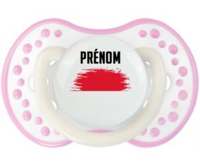 Drapeau effet pinceau Monaco avec prénom Sucette LOVI Dynamic Blanc-rose phosphorescente