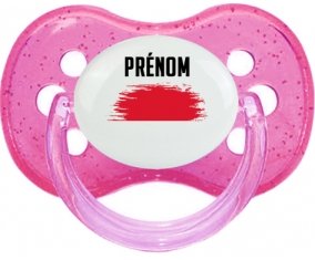 Drapeau effet pinceau Monaco avec prénom Sucette Cerise Rose à paillette