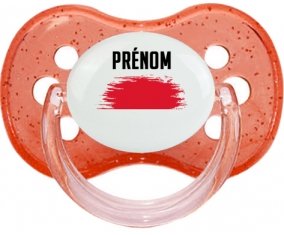Drapeau effet pinceau Monaco avec prénom Sucette Cerise Rouge à paillette
