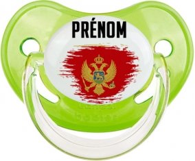 Drapeau effet pinceau Monténégro avec prénom Sucette Physiologique Vert classique